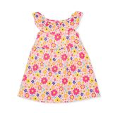 HelloBaby Kız Bebek Elbise Çiçek Baskılı Fırfırlı Yaka Sleeveless - Pembe