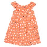 HelloBaby Kız Bebek Elbise Çiçek Baskılı Fırfırlı Yaka Sleeveless - Turuncu