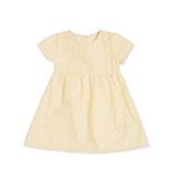 HelloBaby Kız Bebek Elbise Çiçek Baskılı Modelli Yaka Kısa Kol Reçme - Ekru