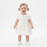 Hellobaby Kız Bebek Elbise Çıtçıtlı Bebe Yaka Short Sleeve - 1 - 3 Ay - Ekru