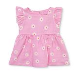 HelloBaby Kız Bebek Elbise Çıtçıtlı Bisiklet Yaka Kısa Kol - Pembe Baskılı