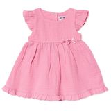 HelloBaby Kız Bebek Elbise Çıtçıtlı Bisiklet Yaka Short Sleeve - Pembe