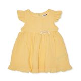 HelloBaby Kız Bebek Elbise Çıtçıtlı Bisiklet Yaka Short Sleeve - Sarı