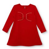HelloBaby Kız Bebek Elbise Fiyonk Baskılı Bisiklet Yaka Long Sleeve - Kırmızı