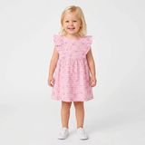 Hellobaby Kız Bebek Elbise Fiyonk Baskılı Bisiklet Yaka Short Sleeve - Pembe - 4 - 5 Yaş