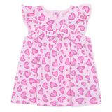HelloBaby Kız Bebek Elbise Hayvan Baskılı Çıtçıtlı Bisiklet Yaka Short Sleeve - Pembe