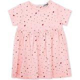 Hellobaby Kız Bebek Elbise Kalp Baskılı Çıtçıtlı Bisiklet Yaka Kısa Kol - 1 - 3 Ay - Pembe