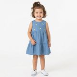 HelloBaby Kız Bebek Elbise Meyve Baskılı Bisiklet Yaka Sleeveless Reçme - İndigo