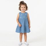 HelloBaby Kız Bebek Elbise Meyve Baskılı Bisiklet Yaka Sleeveless Reçme
