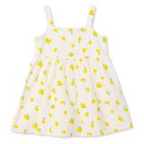 HelloBaby Kız Bebek Elbise Meyve Baskılı Modelli Yaka Strappy Reçme - Ekru