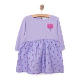 HelloBaby Kız Bebek Elbise Tulip Bisiklet Yaka Uzun Kol Mor - Lila
