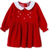 Hellobaby Kız Bebek Elbise Yıldız Baskılı Çıtçıtlı Bisiklet Yaka Uzun Kol Reçme - Kırmızı - 3 - 6 Ay