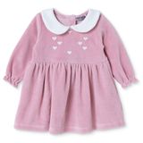 HelloBaby Kız Bebek Elbise Yıldız Baskılı Çıtçıtlı Bisiklet Yaka Uzun Kol Reçme - Kırmızı