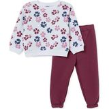 Hellobaby Kız Bebek Eşofman Takımı Çiçek Baskılı Bisiklet Yaka Uzun Kol Lastikli - Ekru Çicekli - 3 - 6 Ay