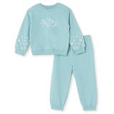 HelloBaby Kız Bebek Eşofman Takımı Çiçek Baskılı Bisiklet Yaka Uzun Kol Lastikli - Mint