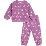 Hellobaby Kız Bebek Eşofman Takımı Fiyonk Baskılı Bisiklet Yaka Uzun Kol Lastikli - Mor - Karışık - 2 - 3 Yaş