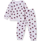 Hellobaby Kız Bebek Eşofman Takımı Kalp Baskılı Bisiklet Yaka Uzun Kol Lastikli - Pembe Desenli - 2 - 3 Yaş