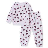 HelloBaby Kız Bebek Eşofman Takımı Kalp Baskılı Bisiklet Yaka Uzun Kol Lastikli - Pembe