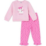 Hellobaby Kız Bebek Eşofman Takımı Tavşan Baskılı Bağcıklı Bisiklet Yaka Long Sleeve Reçme - Pembe - 3 - 6 Ay