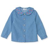 HelloBaby Kız Bebek Gömlek Çiçek Baskılı Düğmeli Yaka Long Sleeve - İndigo