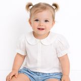 HelloBaby Kız Bebek Gömlek Düğmeli Bebe Yaka Short Sleeve - Ekru