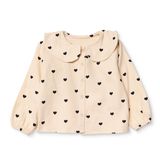 HelloBaby Kız Bebek Gömlek Kalp Baskılı Düğmeli Bebe Yaka Long Sleeve - Ekru