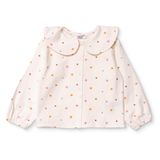 HelloBaby Kız Bebek Gömlek Puantiye Baskılı Düğmeli Bebe Yaka Long Sleeve - Ekru