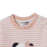 HelloBaby Kız Bebek Kadife Sweatshirt-Alt Ayı Baskılı Çıtçıtlı Bisiklet Yaka Uzun Kol Patiksiz - Gül Kurusu