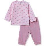 Hellobaby Kız Bebek Kadife Sweatshirt-Alt Kalp Baskılı Çıtçıtlı Bisiklet Yaka Uzun Kol Patiksiz - Pembe - 3 - 6 Ay