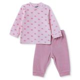 HelloBaby Kız Bebek Kadife Sweatshirt-Alt Kalp Baskılı Çıtçıtlı Bisiklet Yaka Uzun Kol Patiksiz - Pembe