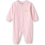 Hellobaby Kız Bebek Kadife Tulum Hayvan Baskılı Çıtçıtlı Bisiklet Yaka Uzun Kol Patiksiz - Açık Pembe - 3 - 6 Ay