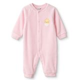HelloBaby Kız Bebek Kadife Tulum Hayvan Baskılı Çıtçıtlı Bisiklet Yaka Uzun Kol Patiksiz - Açık Pembe