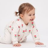 HelloBaby Kız Bebek Kapitone Hırka Çiçek Baskılı Çıtçıtlı Bisiklet Yaka Long Sleeve - Beyaz