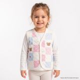 HelloBaby Kız Bebek Kapitone Yelek Ayı Baskılı Çıtçıtlı V Yaka Sleeveless - Ekru