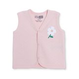 HelloBaby Kız Bebek Kapitone Yelek Çiçek Baskılı Çıtçıtlı V Yaka Atlet - Pembe