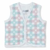 HelloBaby Kız Bebek Kapitone Yelek Ekose Baskılı Çıtçıtlı V Yaka Sleeveless - Kahverengi