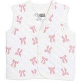 Hellobaby Kız Bebek Kapitone Yelek Fiyonk Baskılı Çıtçıtlı V Yaka Sleeveless - 9 - 12 Ay - Ekru