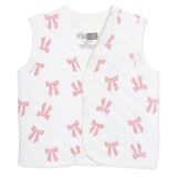 HelloBaby Kız Bebek Kapitone Yelek Fiyonk Baskılı Çıtçıtlı V Yaka Sleeveless