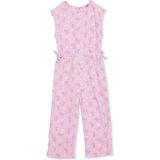 Hellobaby Kız Bebek Kısa Tulum Çiçek Baskılı Bağcıklı Bisiklet Yaka Short Sleeve Reçme - Pembe - 6 - 9 Ay