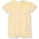Hellobaby Kız Bebek Kısa Tulum Çiçek Baskılı Çıtçıtlı Bebe Yaka Short Sleeve Lastikli - Sarı Melanj - 2 - 3 Yaş