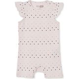 Hellobaby Kız Bebek Kısa Tulum Kalp Baskılı Çıtçıtlı Bisiklet Yaka Kısa Kol Reçme - Pembe Melanj - 6 - 9 Ay