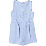 Hellobaby Kız Bebek Kısa Tulum Meyve Baskılı Düğmeli Bisiklet Yaka Sleeveless Reçme - Mavi - 12 - 18 Ay