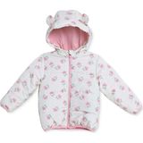 HelloBaby Kız Bebek Mont Çiçek Baskılı Fermuarlı Kapüşonlu Long Sleeve - Ekru