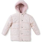 HelloBaby Kız Bebek Mont Kalp Baskılı Fermuarlı Kapüşonlu Uzun Kol - Pembe