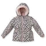 HelloBaby Kız Bebek Mont Leopar Baskılı Fermuarlı Kapüşonlu Uzun Kol - Bej