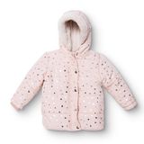 HelloBaby Kız Bebek Mont Puantiye Baskılı Fermuarlı Kapüşonlu Uzun Kol - Somon