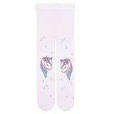 HelloBaby Kız Bebek Mus Külotlu Çorap Unicorn Baskılı - Beyaz