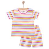 HelloBaby Kız Bebek Pijama Takımı Bisiklet Yaka Kısa Kol Reçme - Pembe