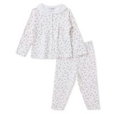 HelloBaby Kız Bebek Pijama Takımı Çiçek Baskılı Düğmeli Bebe Yaka Long Sleeve Reçme - Pembe