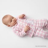 HelloBaby Kız Bebek Pijama Takımı Ekose Baskılı Düğmeli Gömlek Yaka Long Sleeve Reçme - Pembe